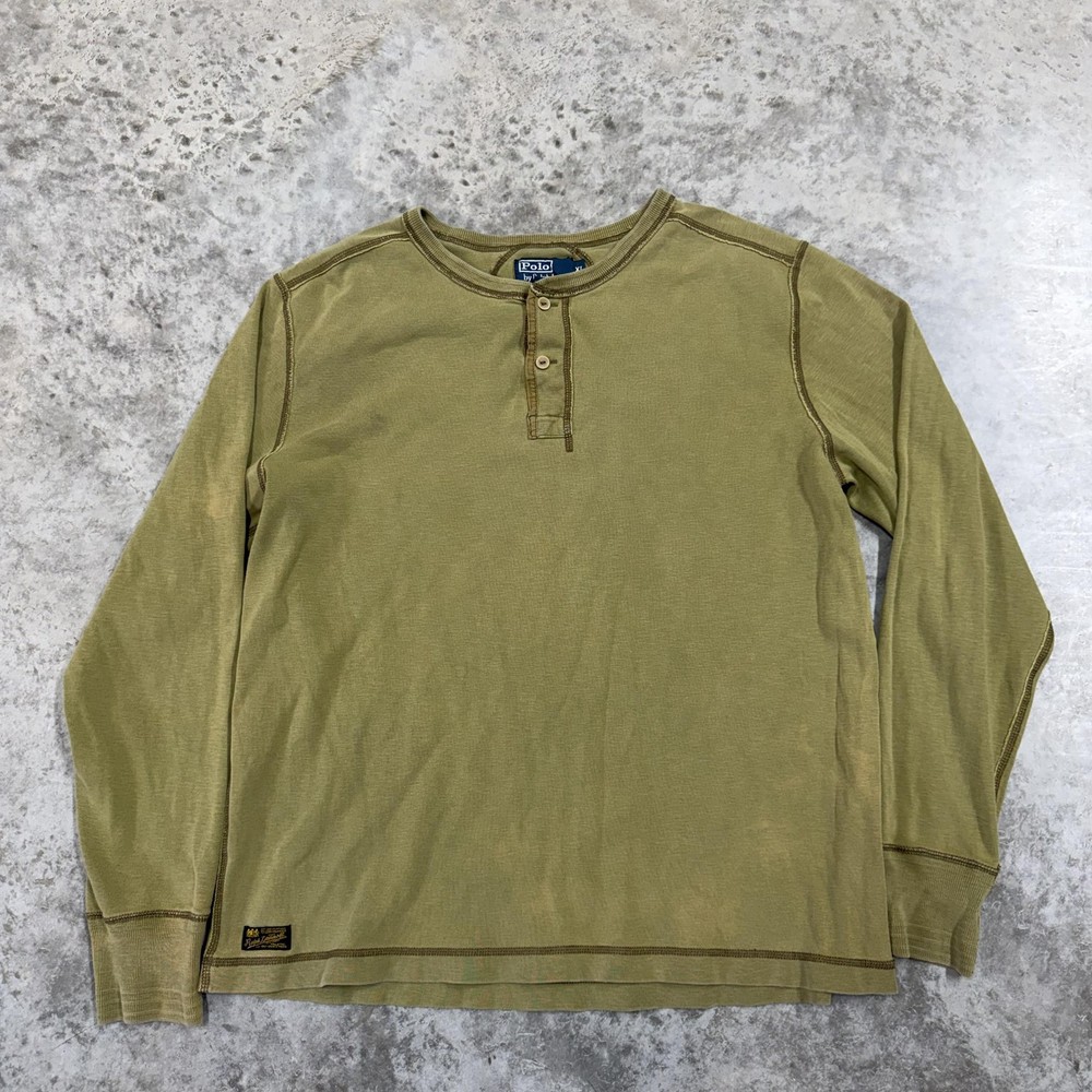 Vintage Polo Ralph Lauren Shirt Mens XL Green Long Sleeve Henley outdoors