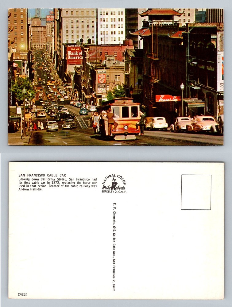San Francisco, CA-California, Cable Car California Street View Vintage Postcard