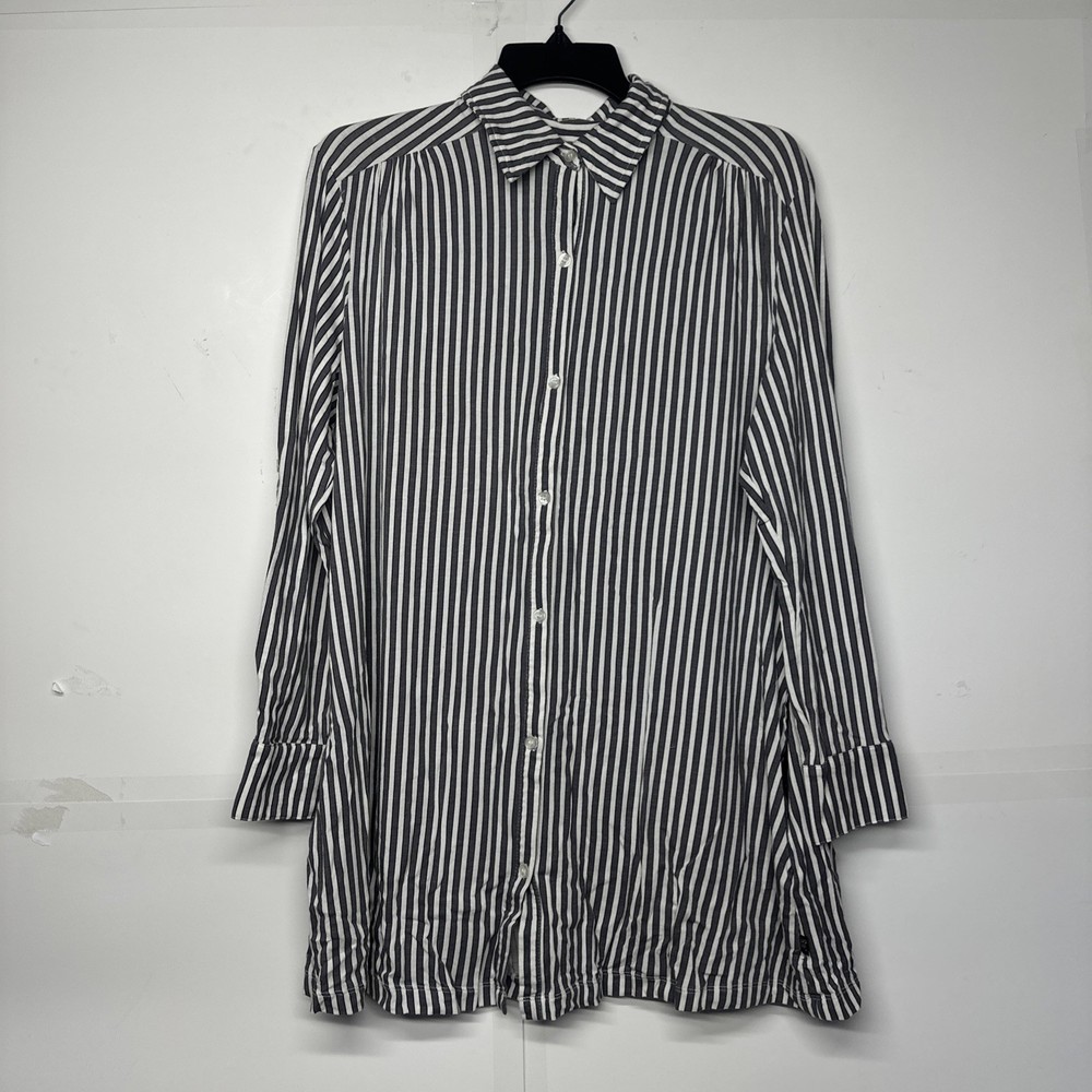 Simply Vera Wang Women's Dress Shirt Small Vertical Stripe Button Front Blouse