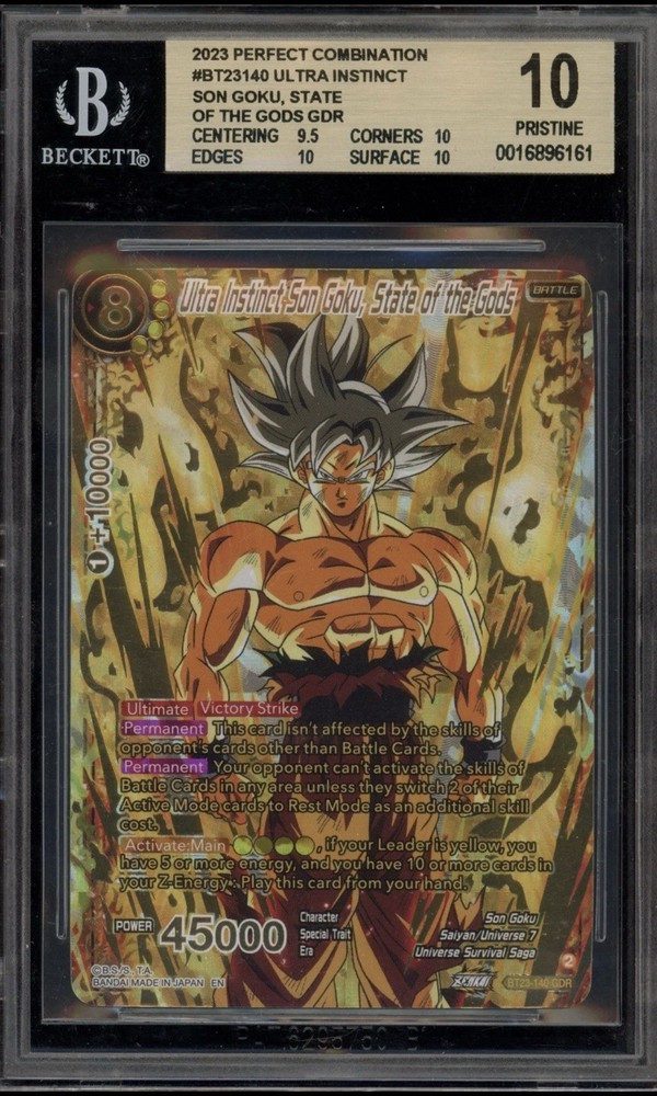 Ultra Instinct Son Goku State of the Gods BT23-140 GDR BGS 10 Dragon Ball SuperBeckett 10 Pristine God Rare Dragon Ball