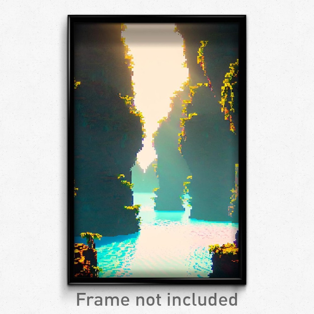 8-Bit Pixel Art Poster - Flickering Atoll Psychedelic Trippy Gamer Print