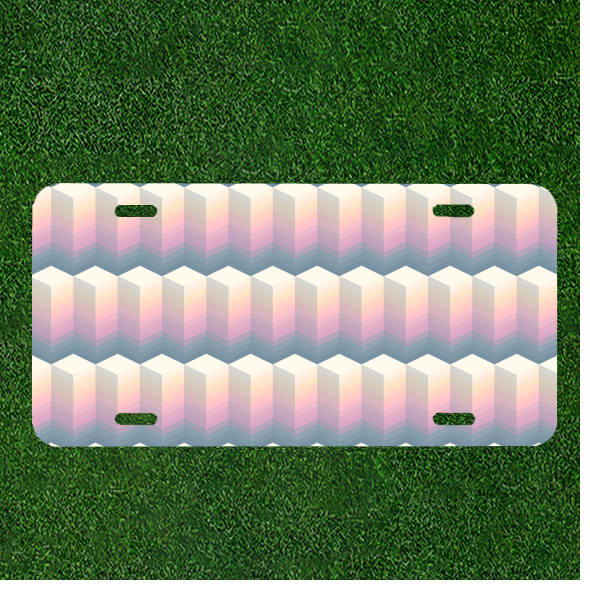 Personalized Car License Plate with Seamless Pattern Background Block Design