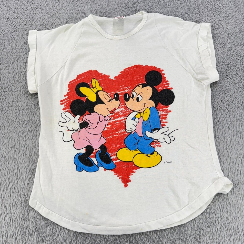 Vintage Disney shirt adult small 80s Mickey Minnie single stitch USA made walt