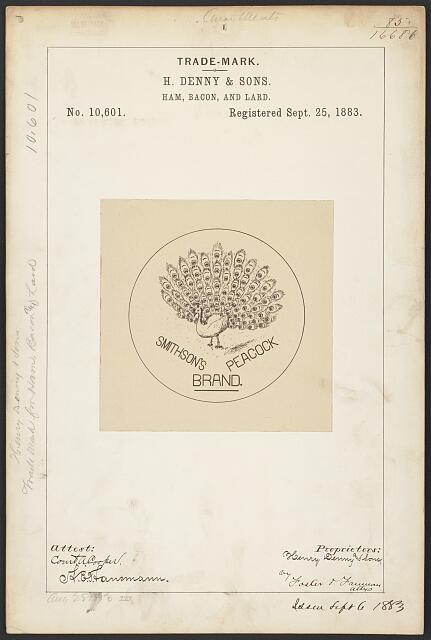 H. Denny & Sons for Smithson's Peacock Brand Ham, Bacon, and Lard