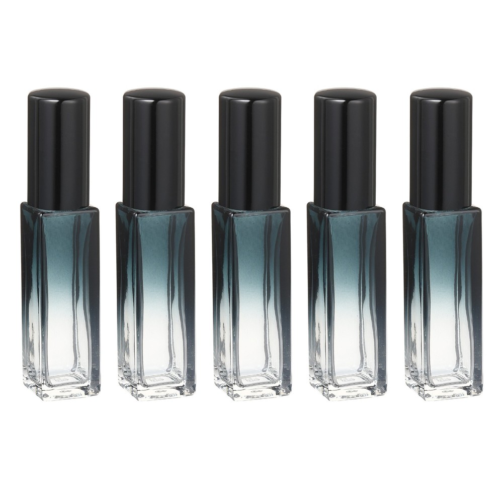 5 Pcs 10ml Fine Mist Bottles Mini Spray Bottles (Square, Gradient Blue/Black)