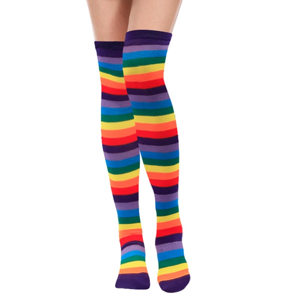 Rainbow SocksKnee High SocksKnee High StockingsStockings for WomenStriped Soc...