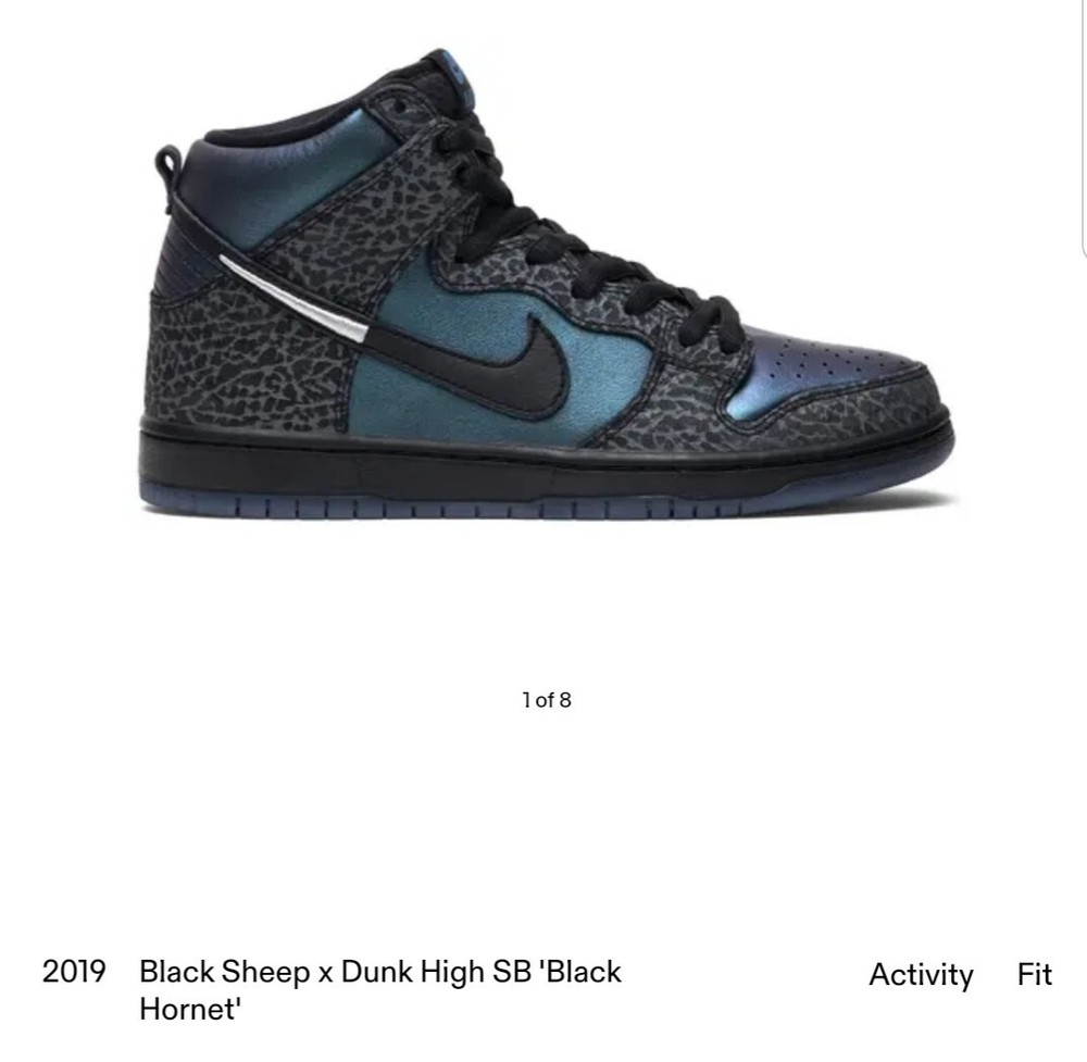 Size 10 - Nike Black Sheep x Dunk SB High Black Hornet