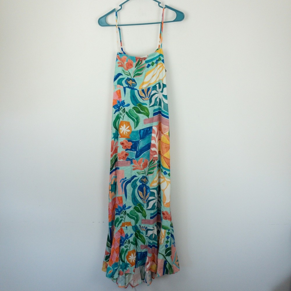 Paper Heart Tiered Floral Maxi Boho Dress Womens M Beach Multicolor Anthro New
