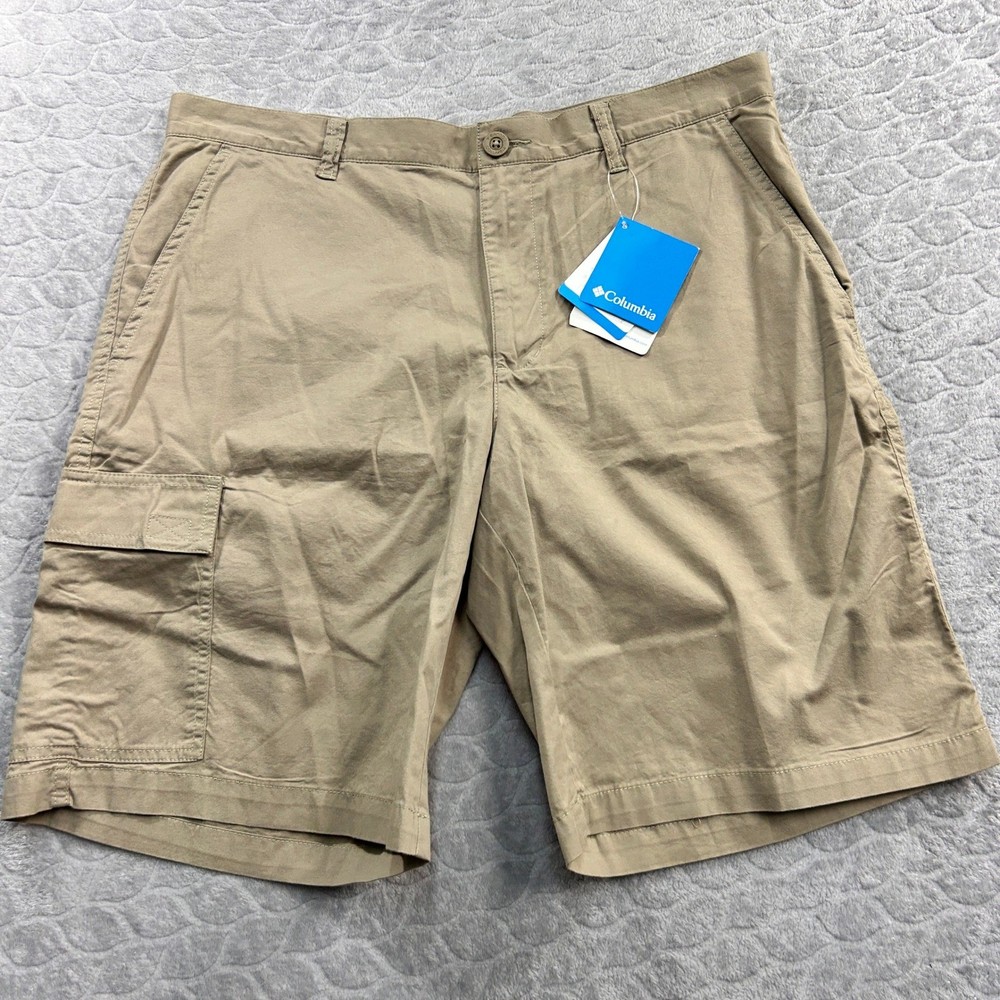Columbia Men's Cargo Shorts Khaki Tan Sz 36W 10L Cotton Outdoor Casual