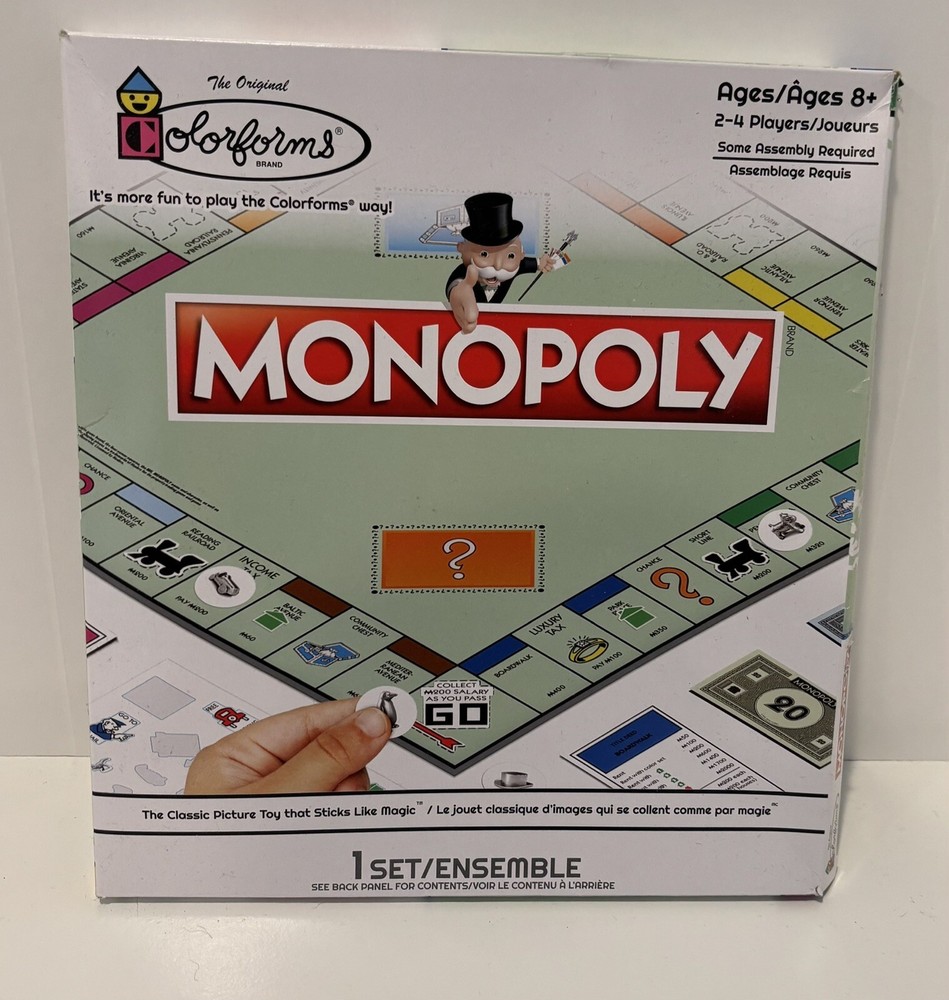 New Hasbro Colorforms Classic Monopoly Game - New In Open Box