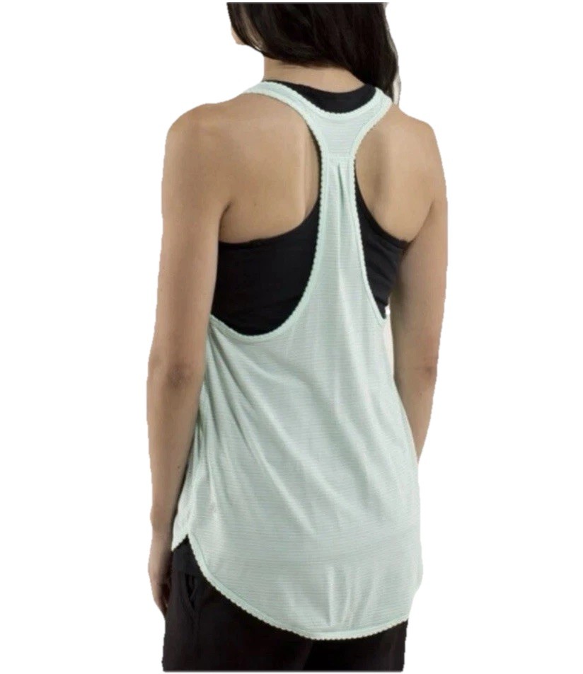 Lululemon 105 F Singlet Tank Top Seriously Light Luon Teal Sz 6 Scalloped Edges