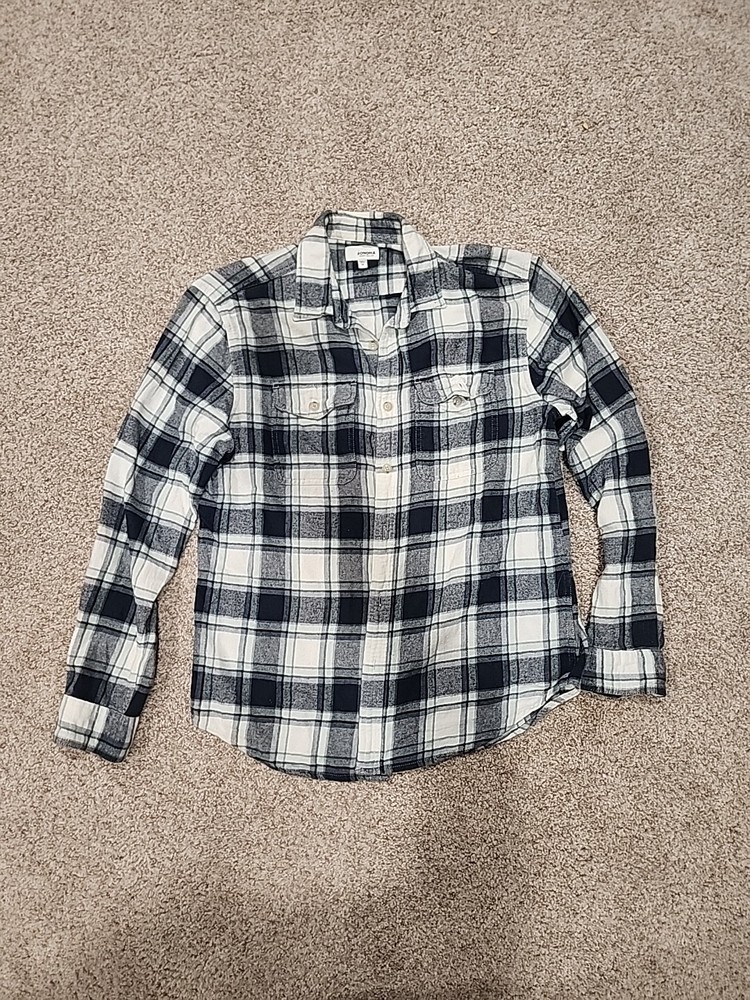 Sonoma Womens Medium Blue & Teal Plaid Long Sleeve 100% Cotton Flannel Button Up