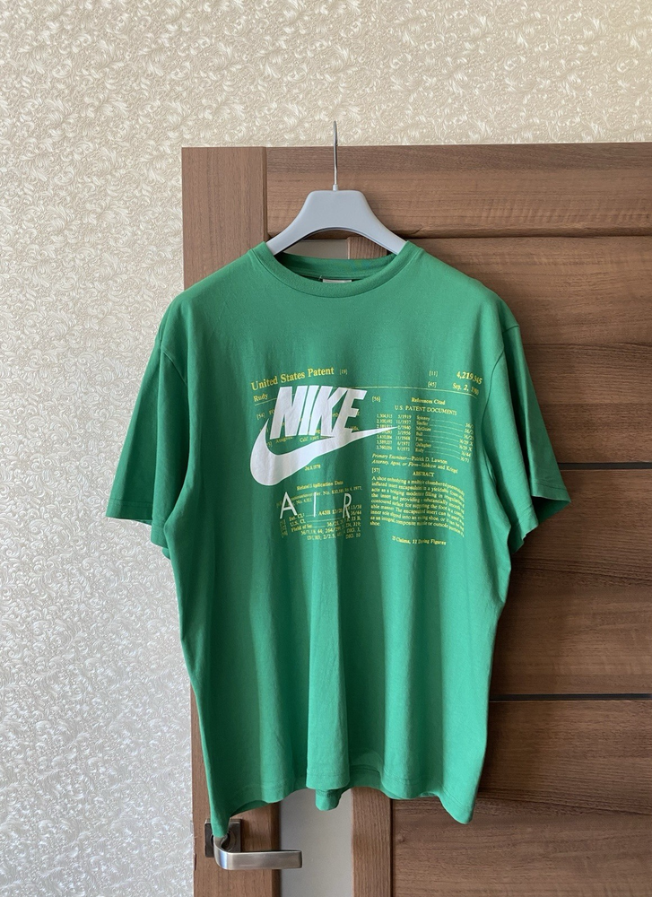 Vtg Nike Air T-Shirt Mens XL Green Patent Document Graphic Tee 2000s Y2K Cotton