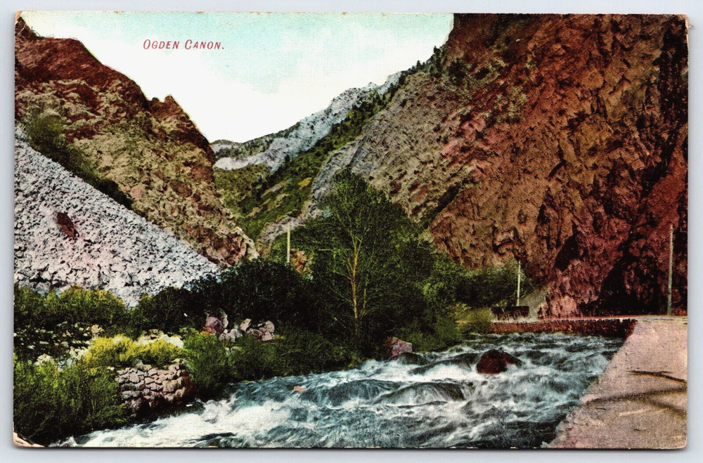 Vintage Old Postcard Outdoor Antique Ogden Canon River Canyon Utah Usa
