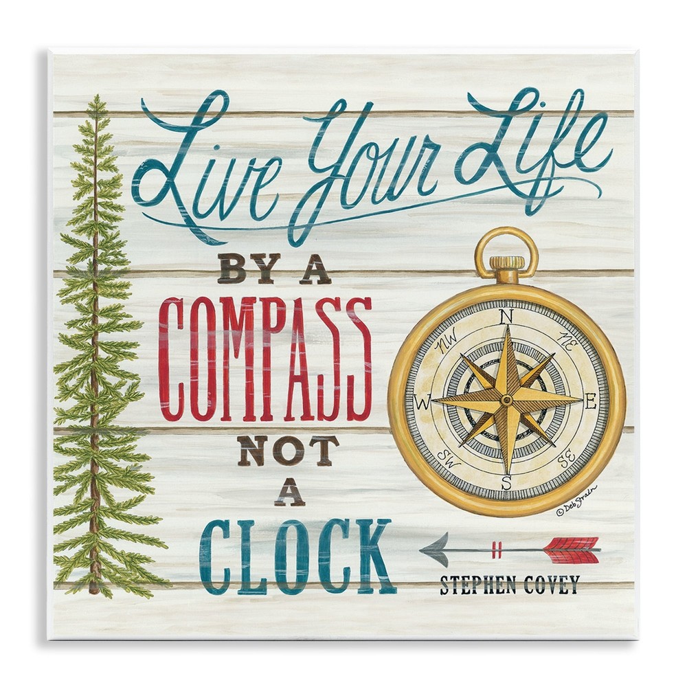 Stupell Rustic Live Your Life by Compass Adventure Quote  Multi-Color 12 x 12