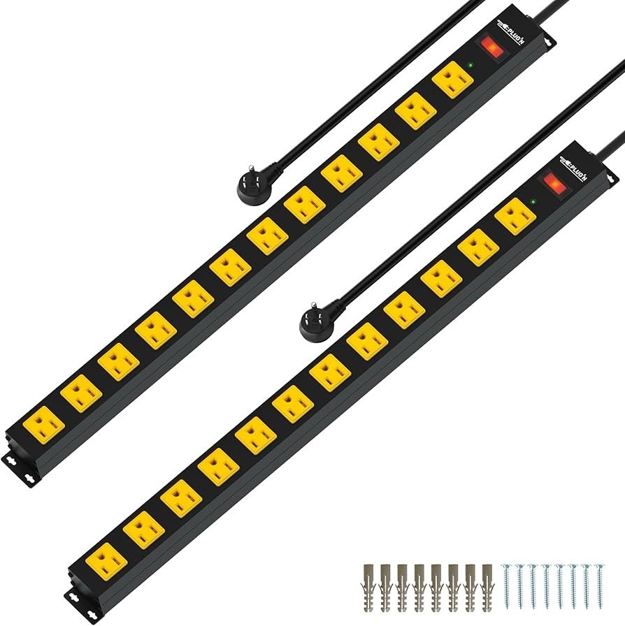 12 Outlet Long Power Strip, 2100 Joules Surge Protector, 6FT Power Cord,2pack