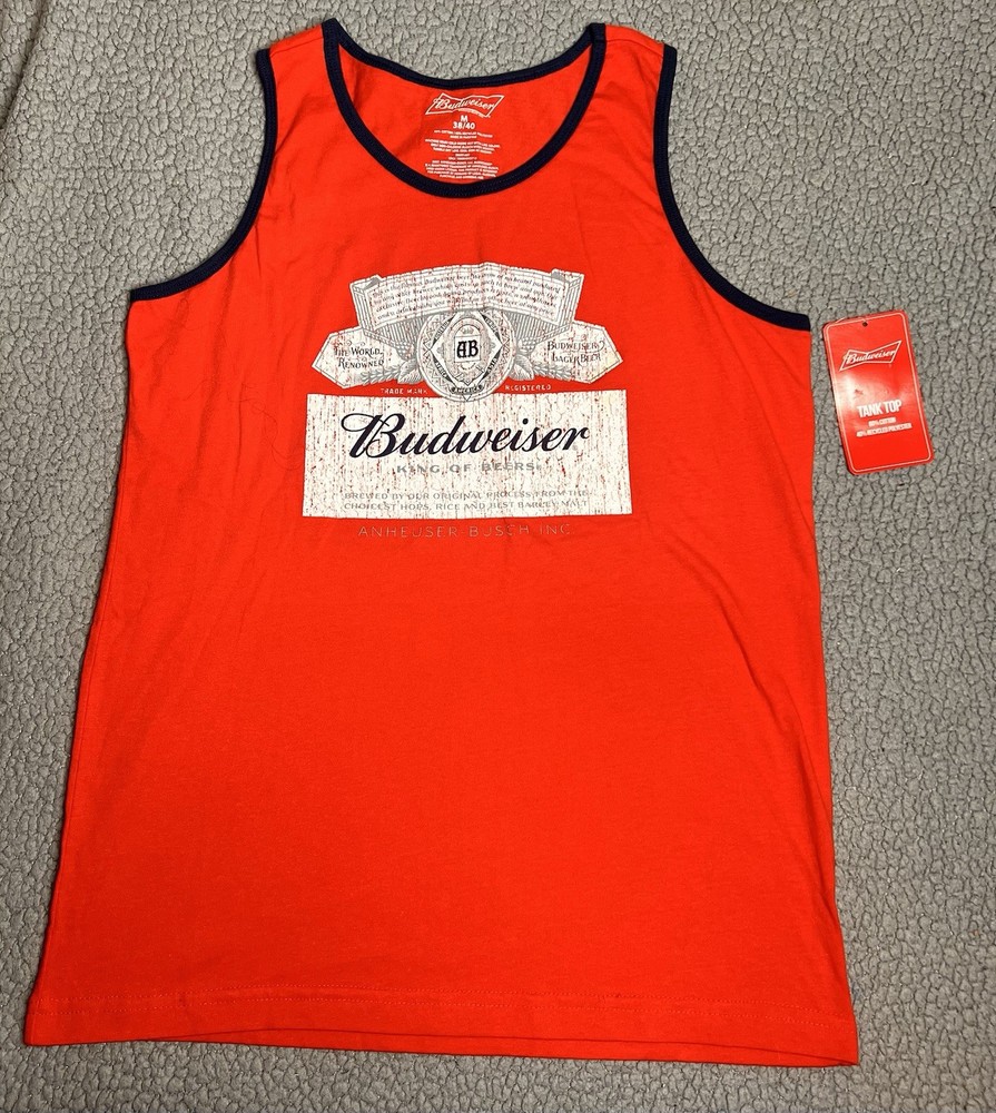 Budweiser King Of Beers Red Trim Tank Top Mens Size Medium New With Tags