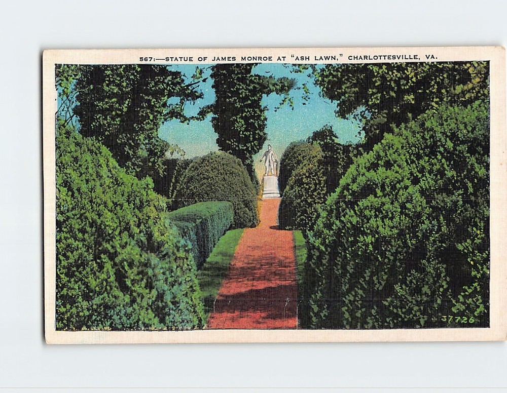Postcard Statue of James Monroe at Ash Lawn Charlottesville Virginia USA