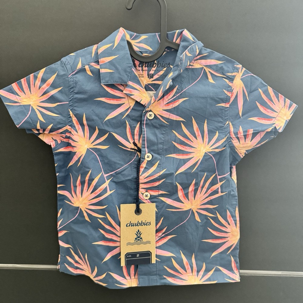 NWT Chubbies Short Sleeve Sunday Shirt The Birds of Paradise Boys Size 2T