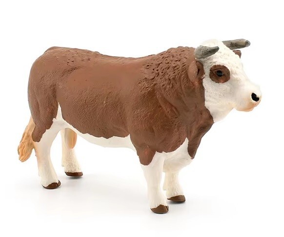 Brown Hereford Bull Ox Cattle Animal Toy PVC Action Figure Kids Toys Party Gifts
