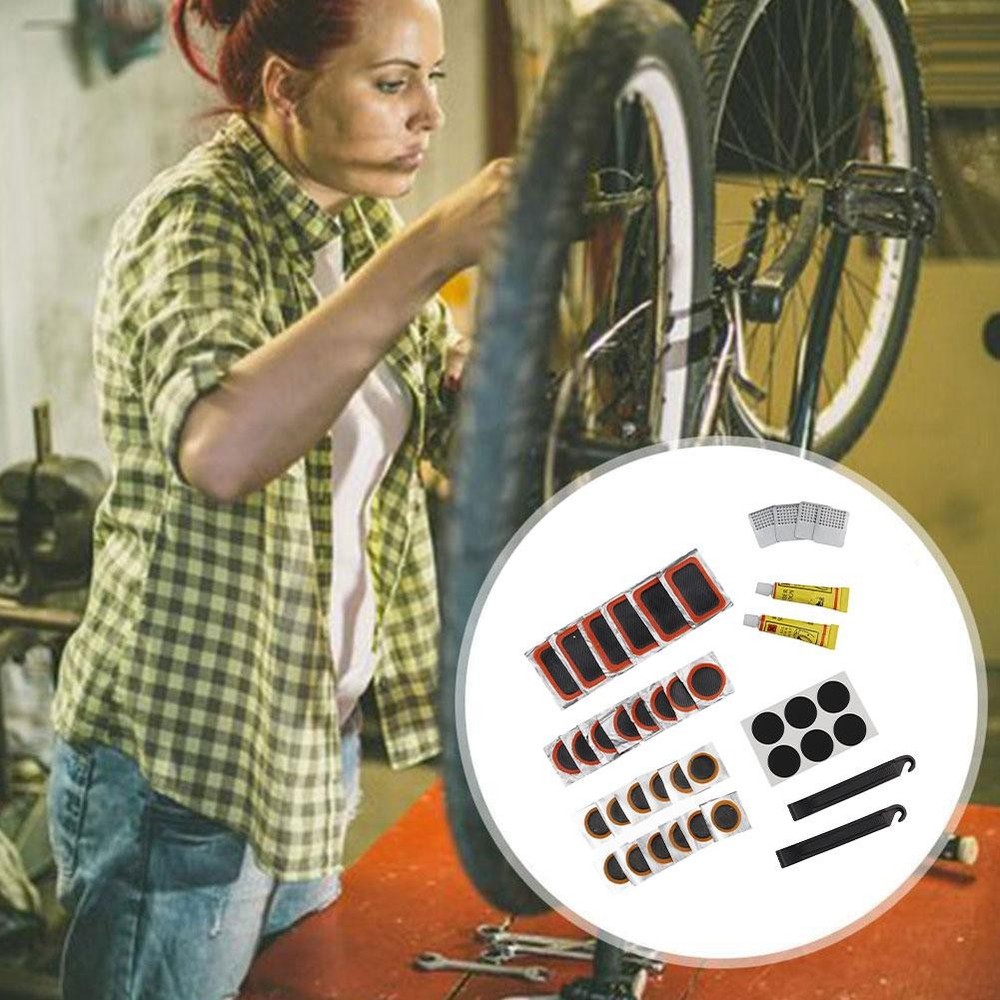 Bicycle Tire Repair Kit with Inner Tube Puncture Patches and Levers