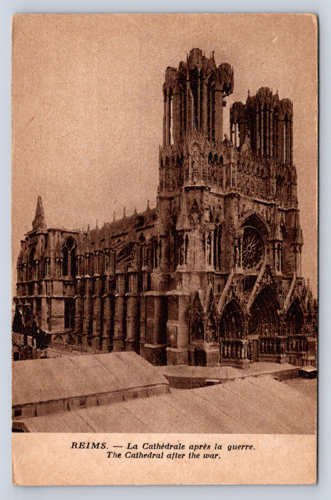 Vintage Postcard Cathedral Reims France