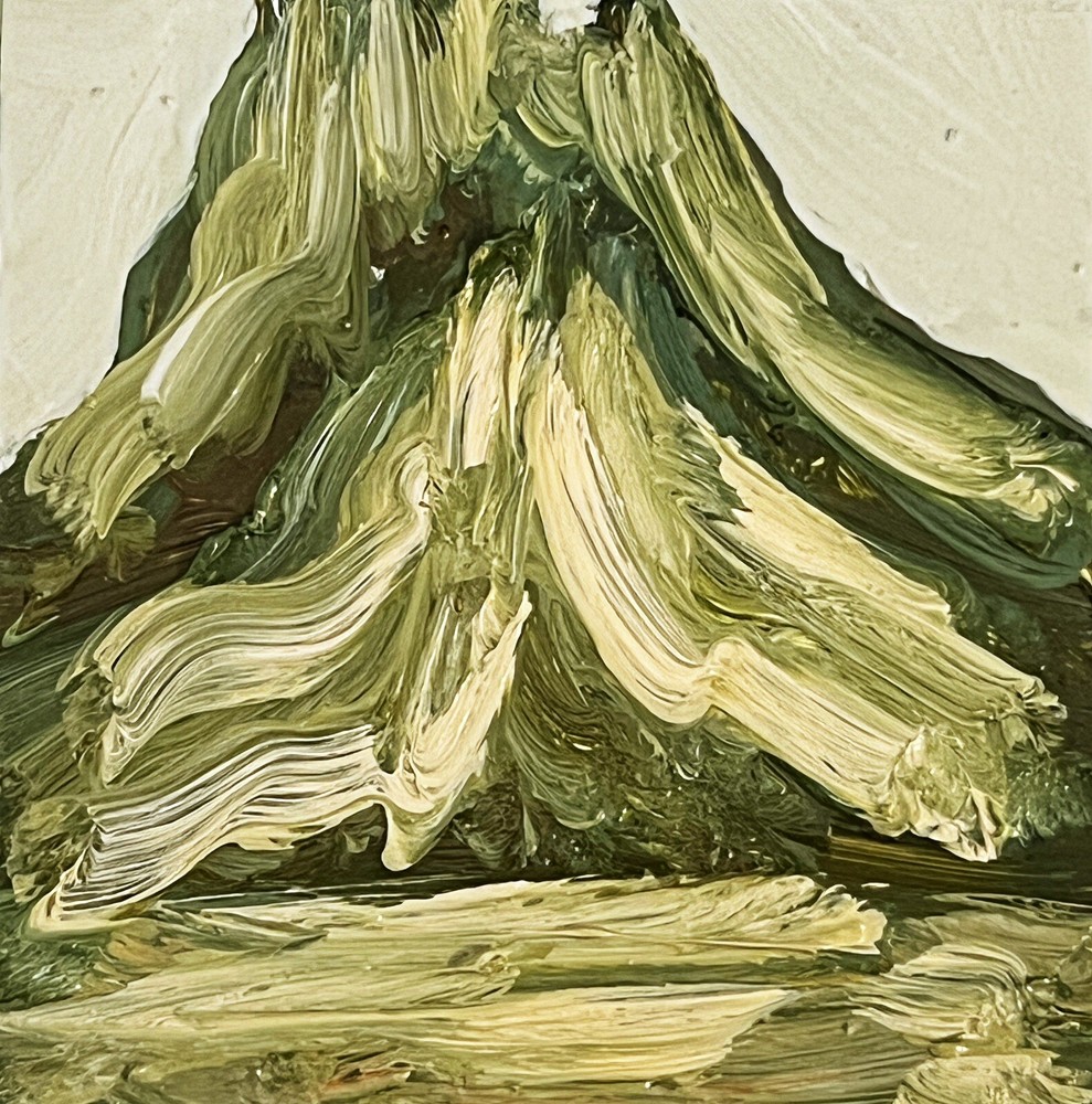 Green Landscape Oil Painting Abstract Mountain Artwork Minimalism Landscape Art