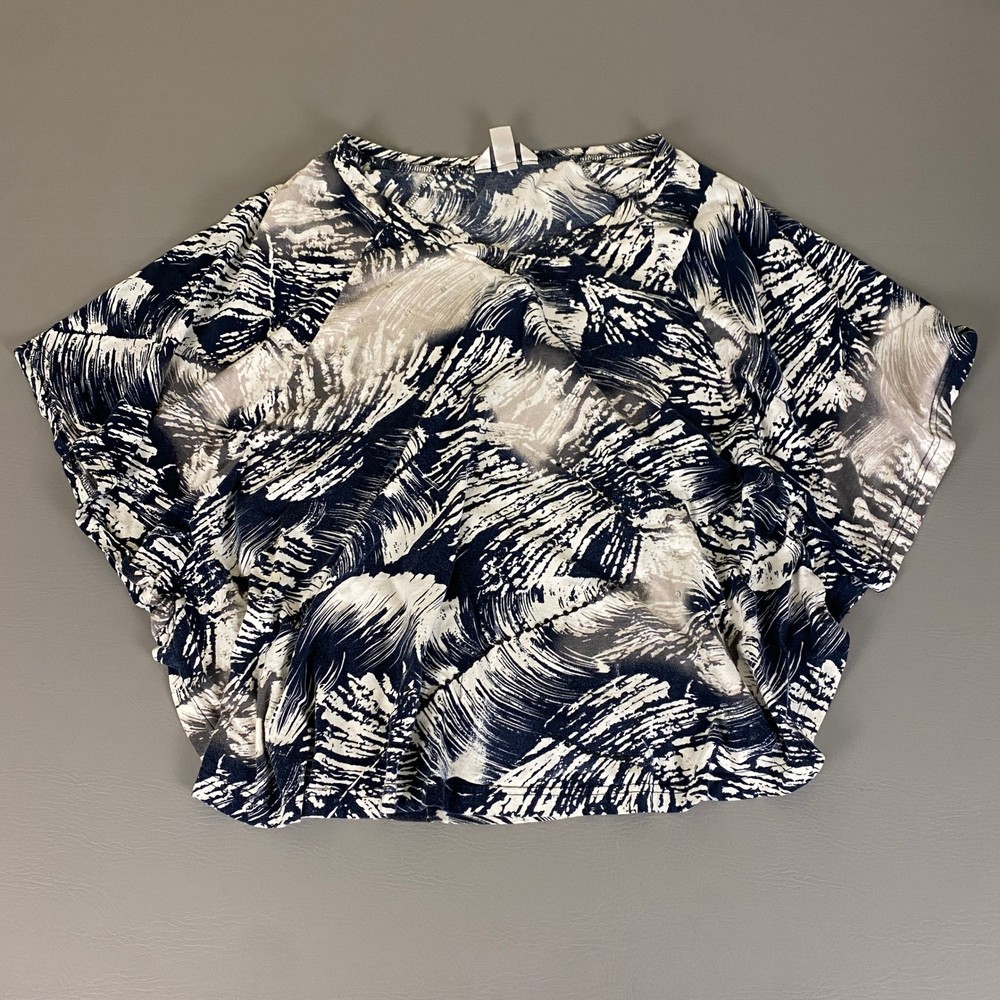 CJ Banks Tunic Top Women's 2X Blue White Abstract Palm Leaf Print Short Sleeve-image