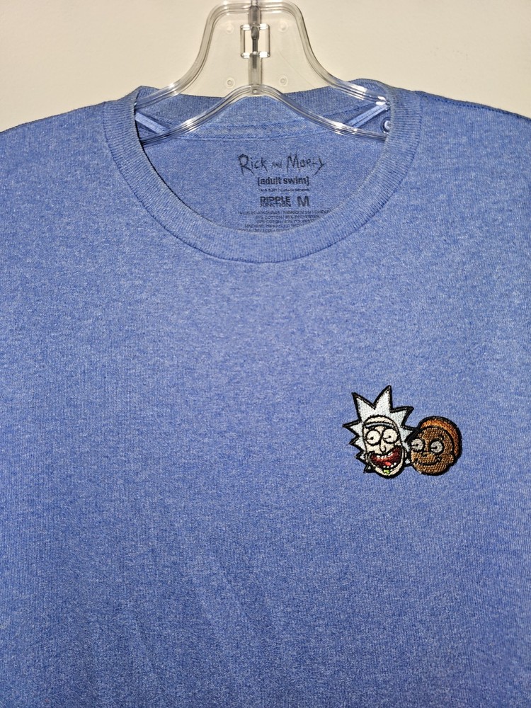 Rick And Morty Ripple Junction Medium Mens Blue Embroidered Short Sleeve Tee