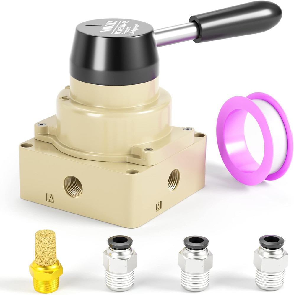 TAILONZ PNEUMATIC Rotary Lever Hand Valve HV-02 1/4”NPT Air Flow Control 3 Posit