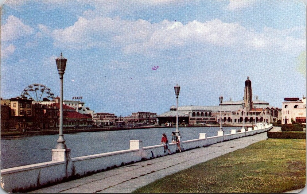 c1950 View of Asbury Park from Ocean Grove New Jersey Vintage Postcard