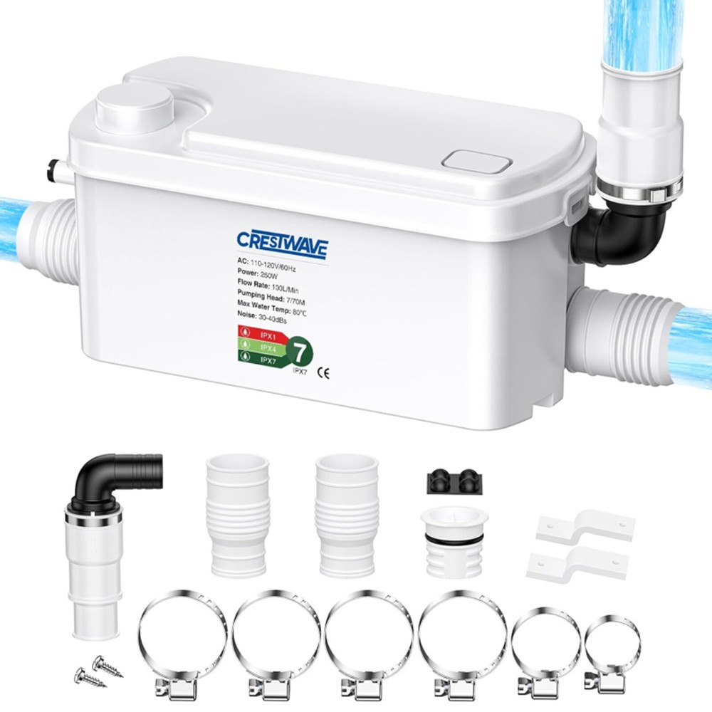 250W High-Efficiency Upflush Sump Pump for Basement Sink Sewerage