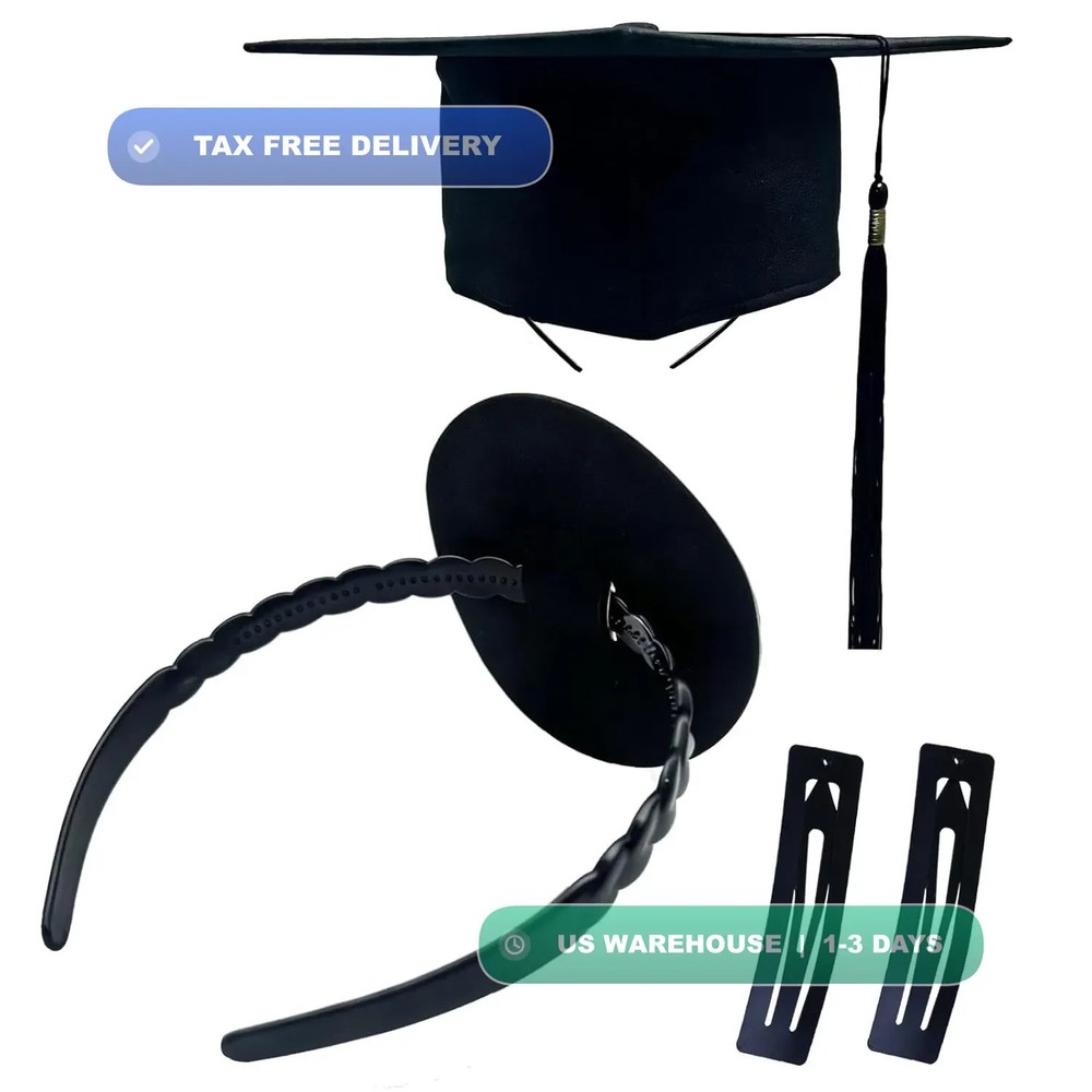 Graduation Cap Headband, 2PCS Anti-Falling Grad Cap Headband for Graduation Inse