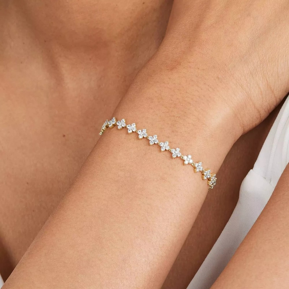 6Ct Round Cut Lab Created Diamond Women's Tennis Bracelet 14K Yellow Gold Plated