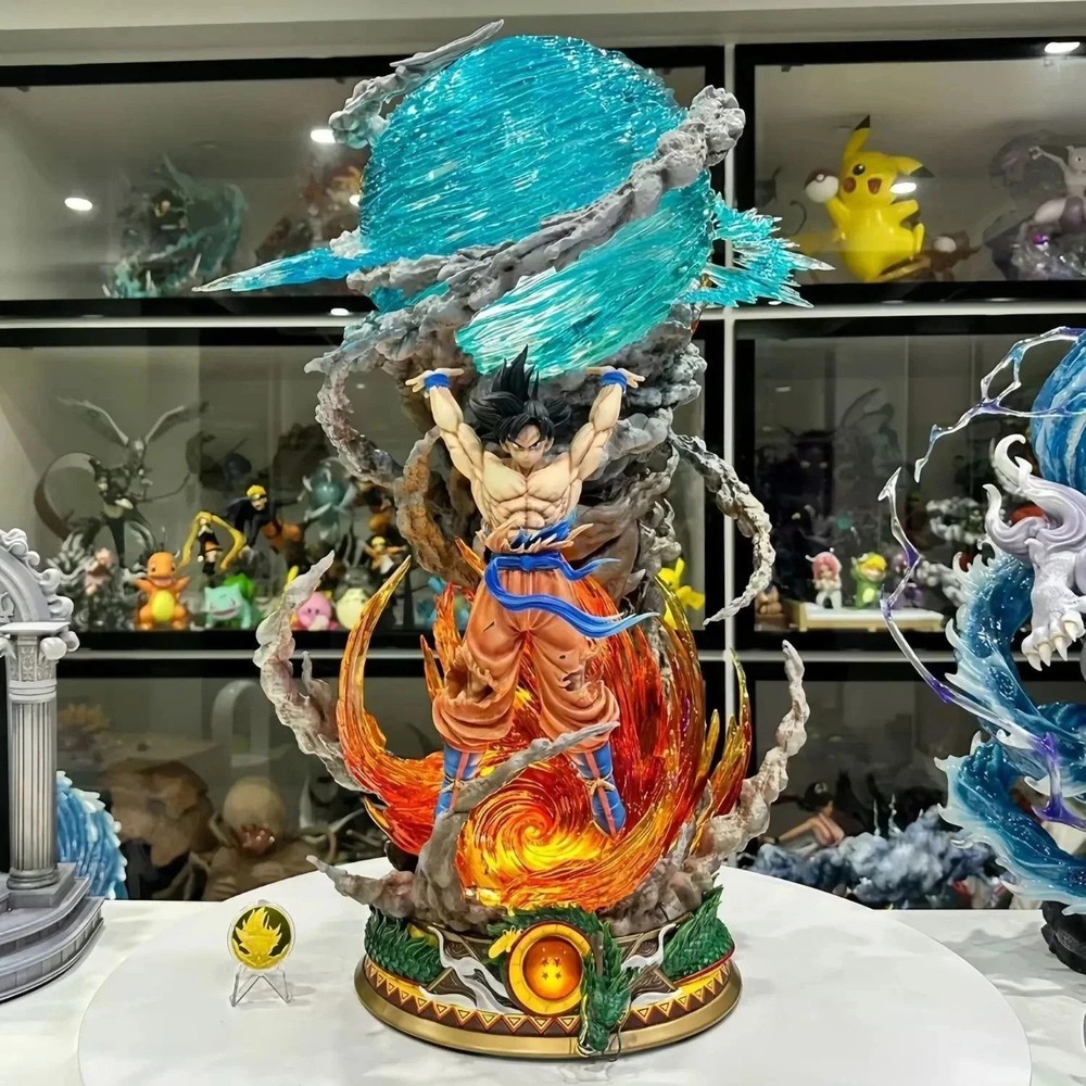 DBZ Goku Spirit Bomb Figure 25cm Light Up Luminous Collectible Anime Statue Toy