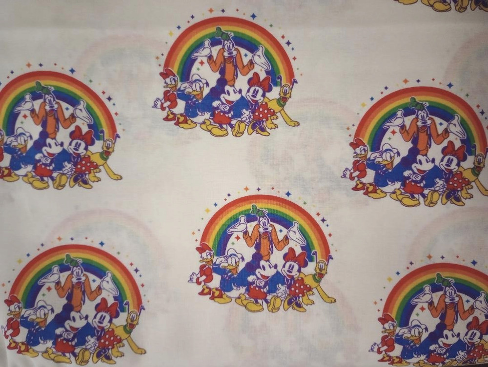 Disney mickey minnie rainbow fun fabric 14 by 8 inch 1pc new
