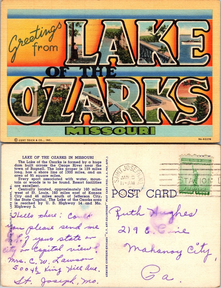 Greetings from Lake of the Ozarks Missouri Postcard