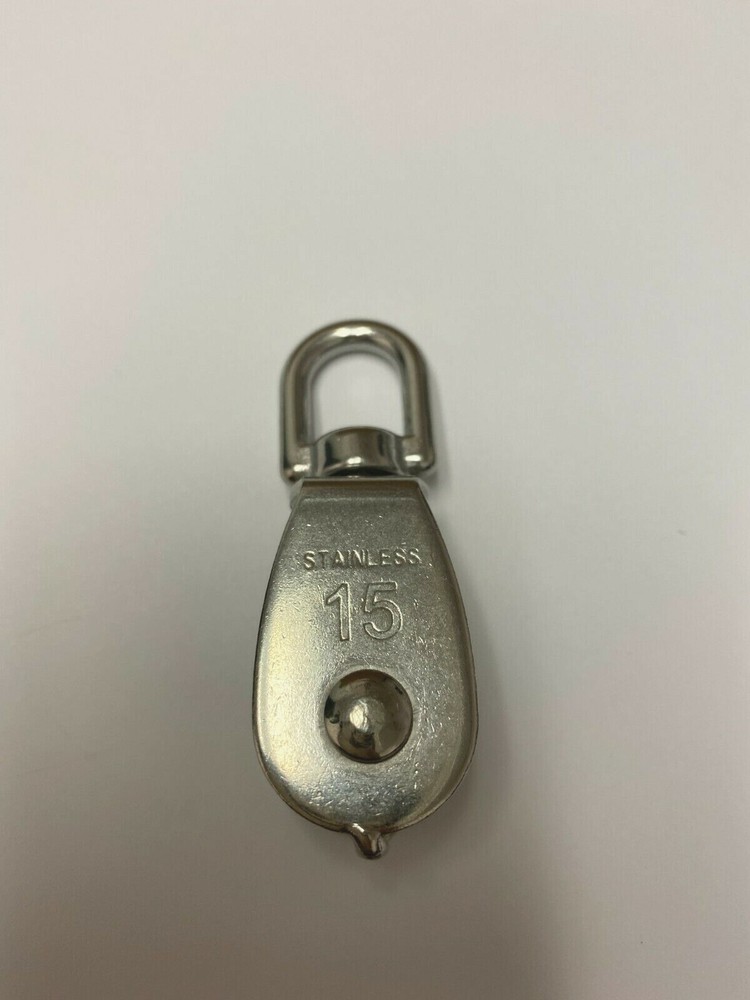 STAINLESS STEEL SWIVEL SINGLE PULLEY 15mm SHEAVE SIZE RIGGING MARINE GRADE