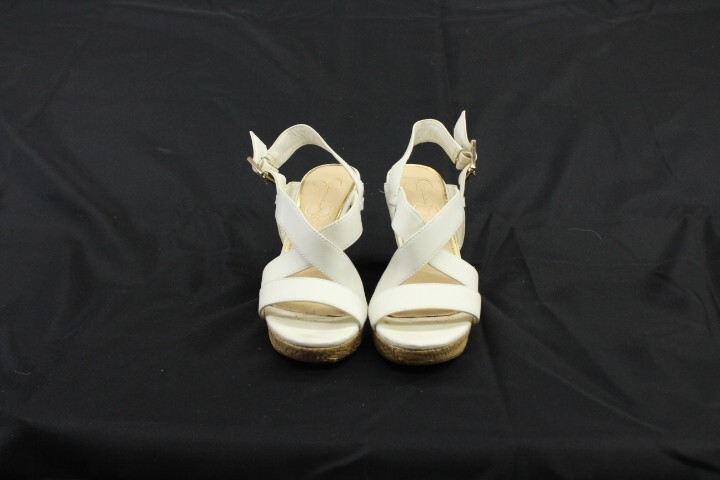 Jessica Simpson Wedge Sandal Women's Size 7.5 White Cork Heel Shoe