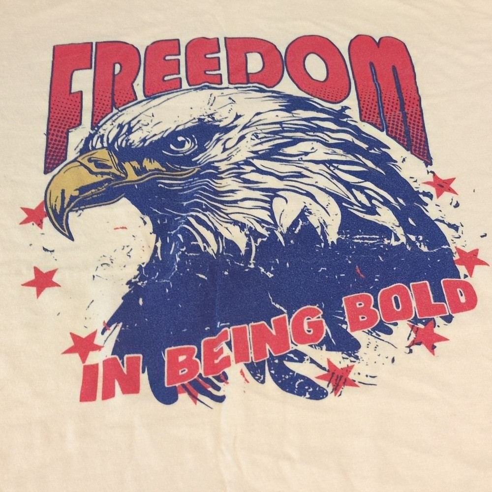 Grunt Style Freedom in Being Bold Eagle Graphic T-Shirt Mens 2XL White Crew