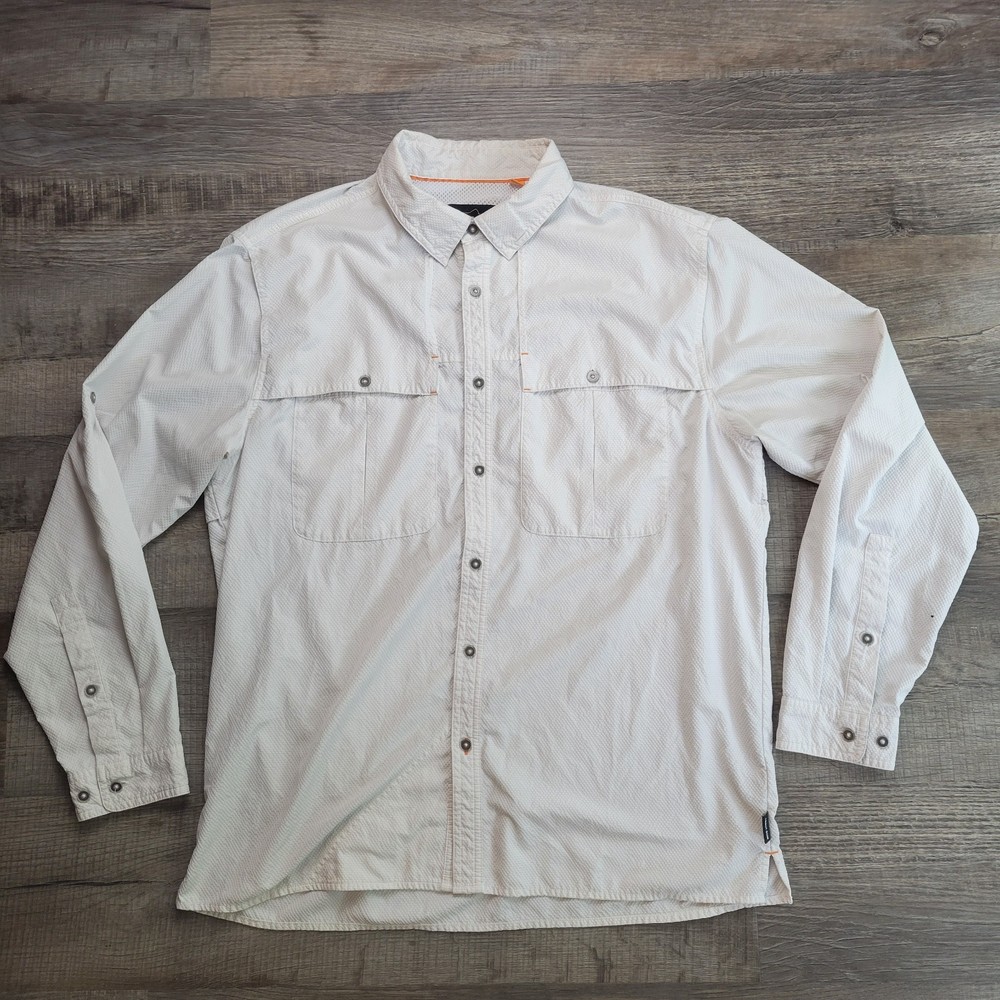 Orvis Trout Bum Shirt Men Sz L Performance Vented open air caster seersucker
