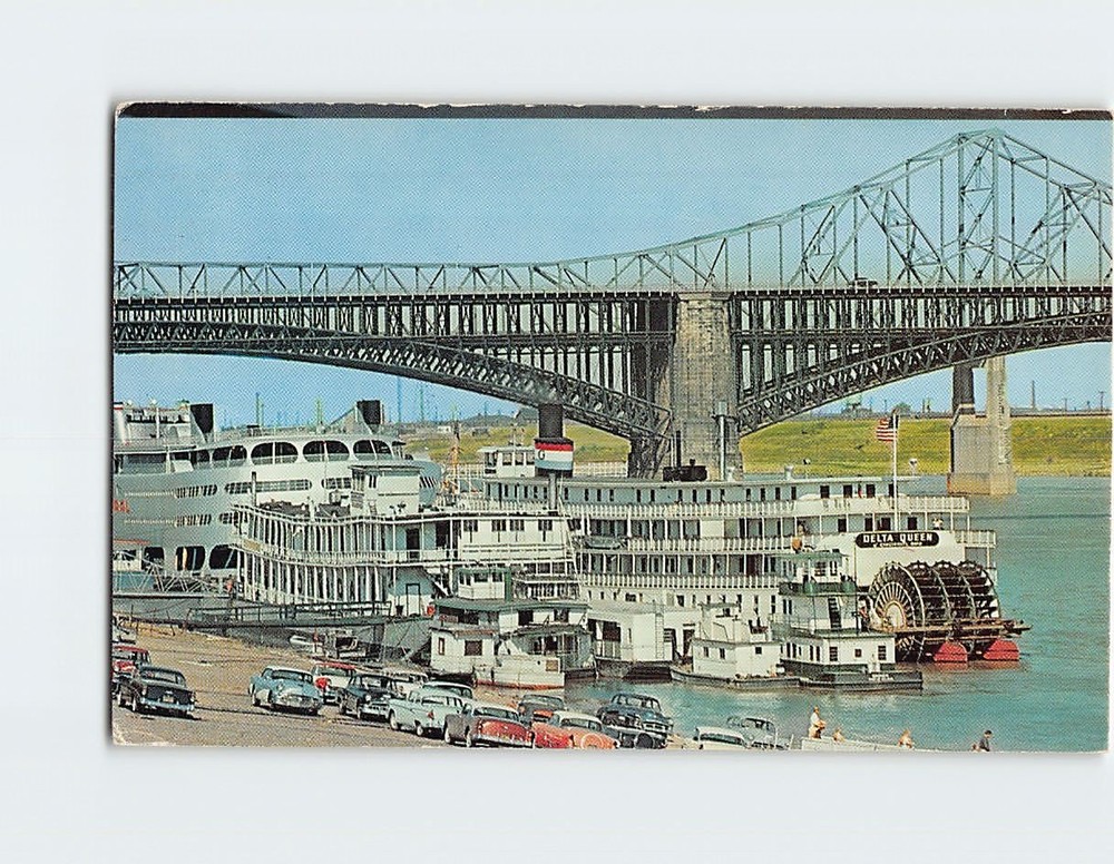 Postcard Steamboats On Riverfront Mississippi Levee St. Louis Missouri USA