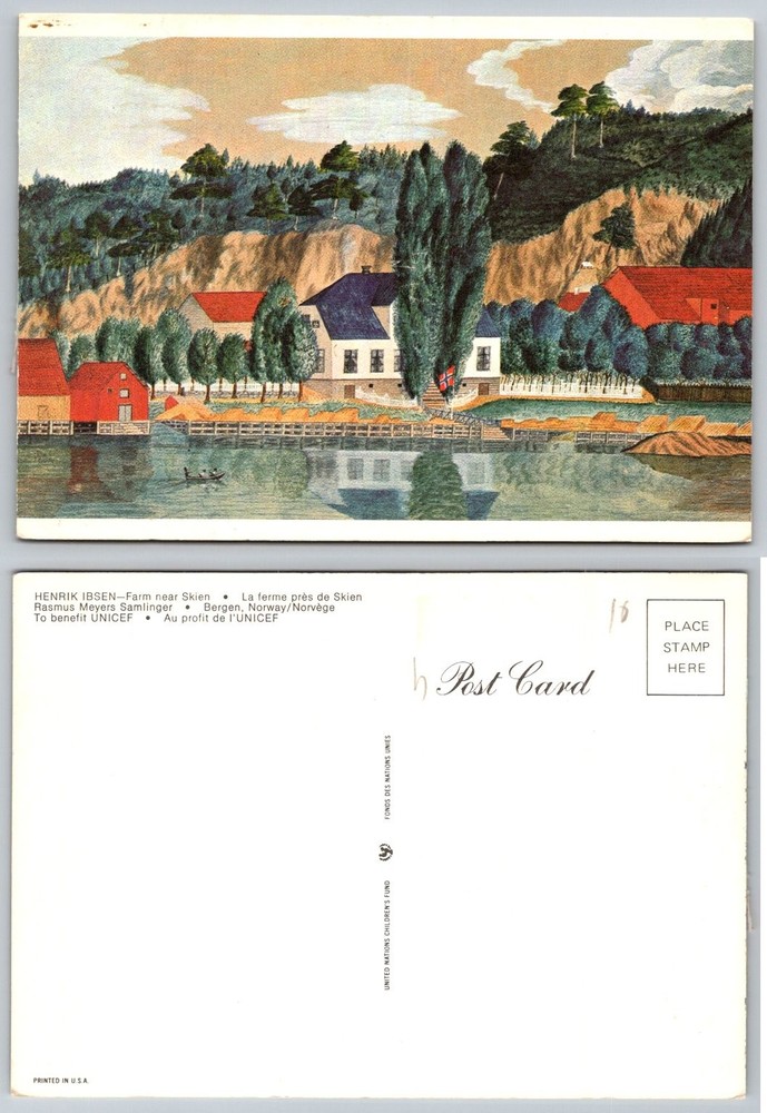 Henriks Ibsen Farm Skien Norway UNICEF Postcard Rasmus Meyers Samlinger