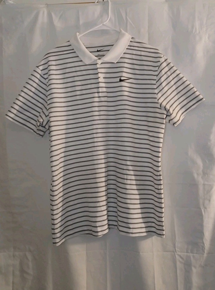 Nike Dri-Fit Victory Stripe Polo Shirt Men's L  White-Black Stripe DH0829-100