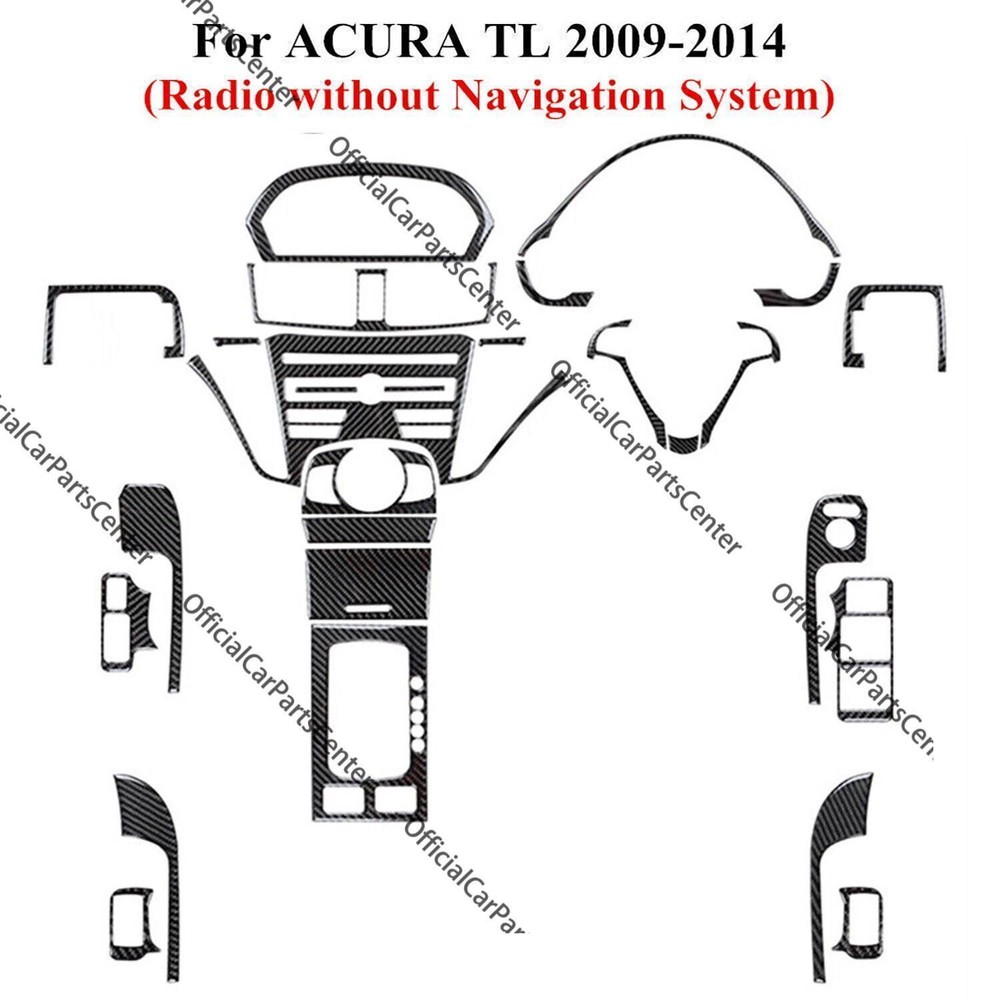 27PCS Real Carbon Fiber Full Kits Interior Cover Trim Set For Acura TL 2009-14