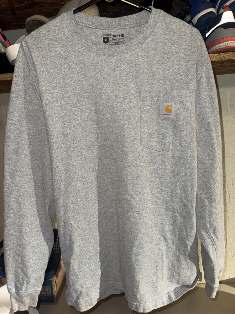 Carhartt Loose Fit Heavyweight Long Sleeve Pocket T-shirt, Medium Gray