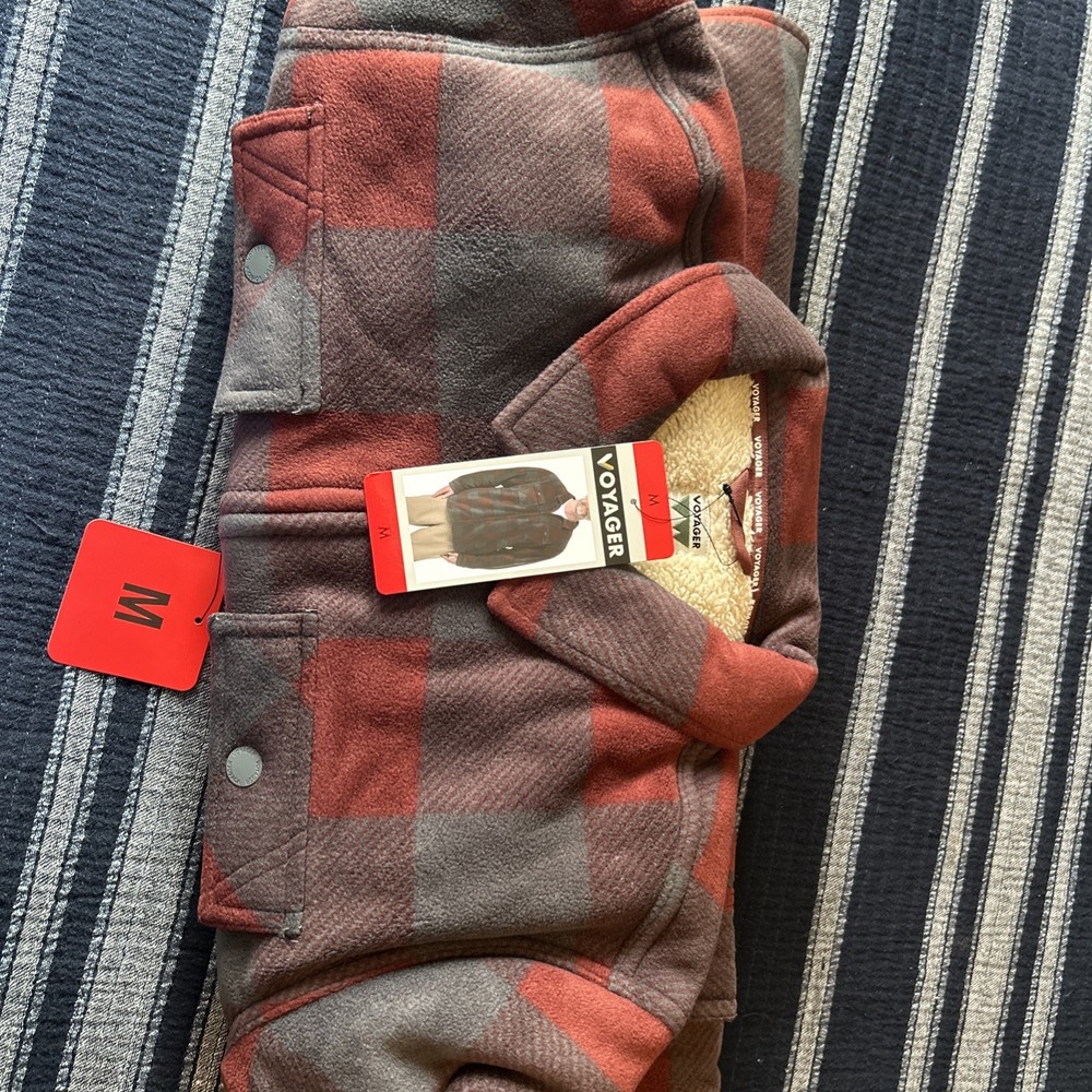 Voyager Men's Full Zip Lined Shirt Jacket, Red, Size M NWT (j)