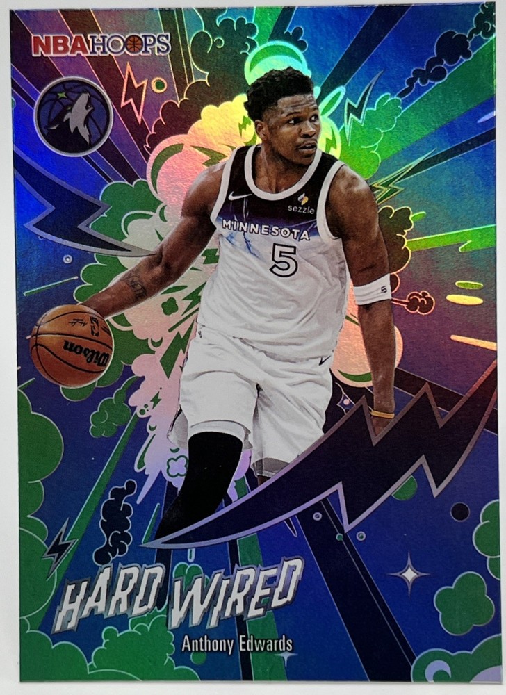 2025/26 NBA Hoops Anthony Edwards Green Foil Parallel Hard Wired HW-6