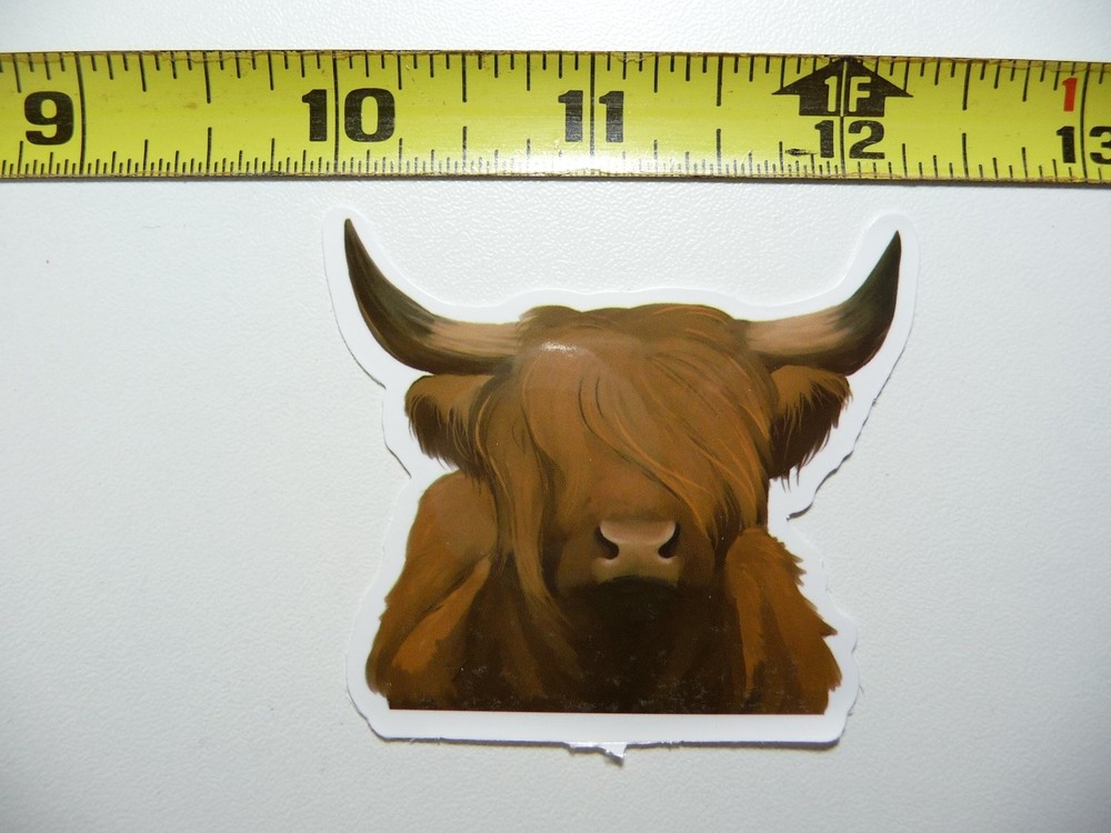 Scottish Highland Cow Stare Down Decal Sticker Funny Ranch Scotland Laptop