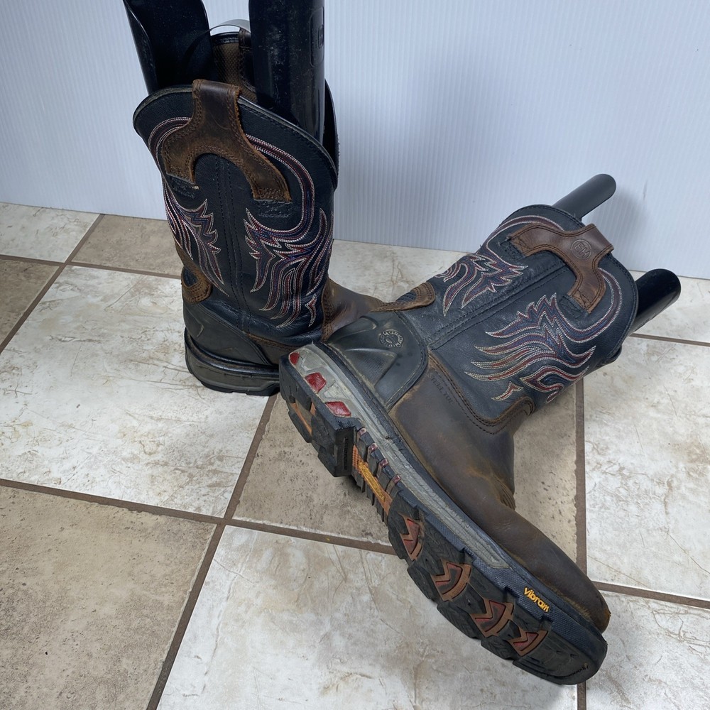Justin Men's 11D US Steel Toe Waterproof Cowboy Work Boots with Vibram Leather